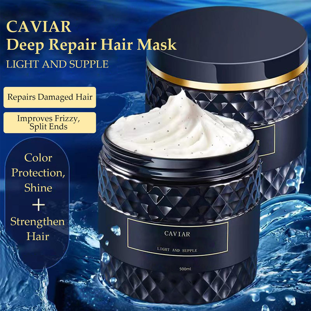 OBRADOYA Caviar Hair Mask tube during application for deep hydration