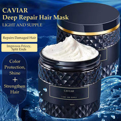 OBRADOYA Caviar Hair Mask tube during application for deep hydration