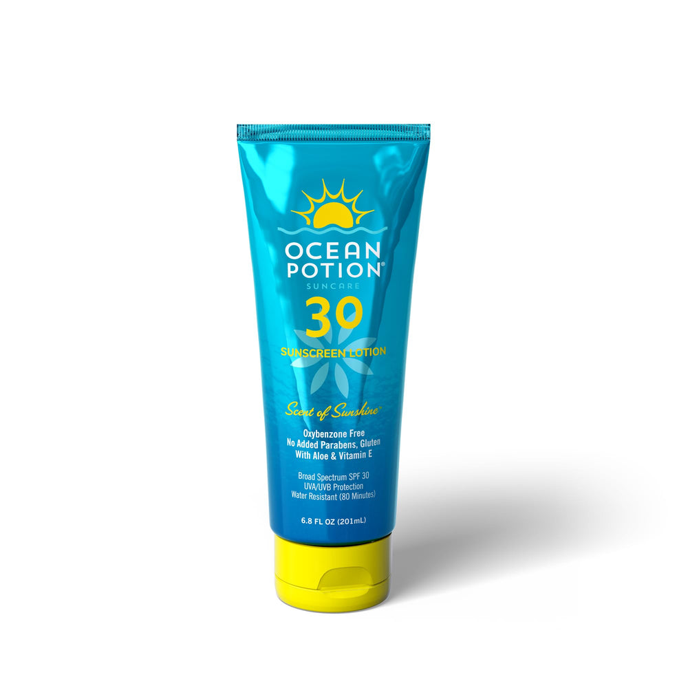 Ocean Potion Sunscreen Lotion bottle front with SPF 30 for daily sun protection.