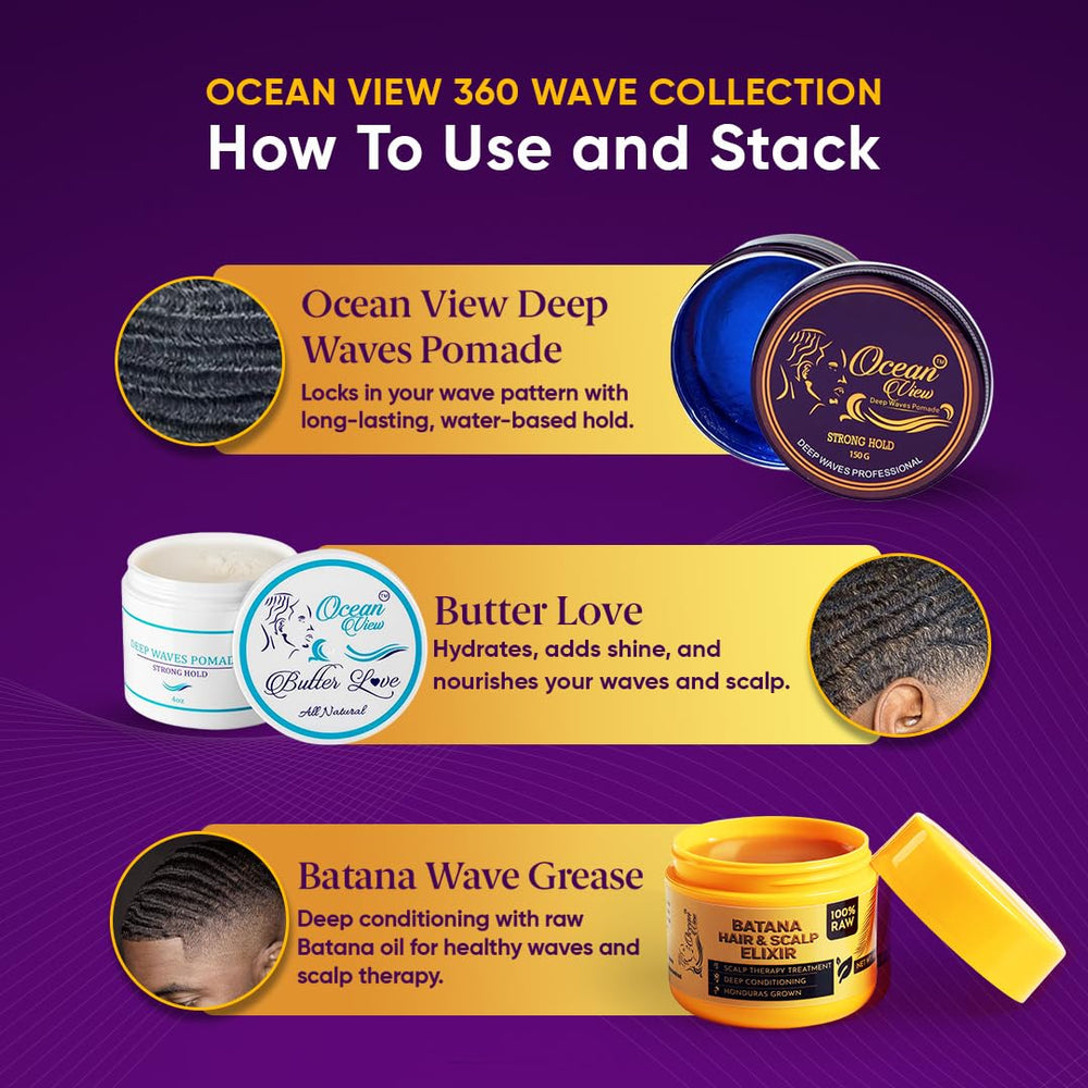 Ocean View Deep Waves Pomade with batana and rosemary for healthier-looking waves