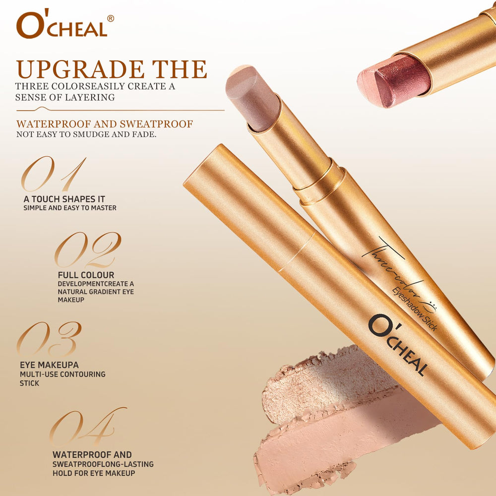 O'CHEAL gradient eyeshadow stick Fine Glitter Orange delivers vibrant date-night color.