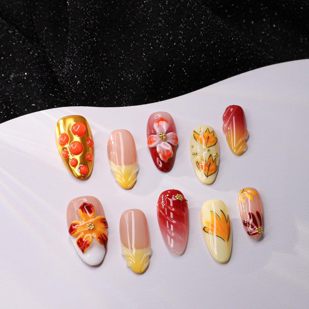 OCOUYVD autumn-leaves-full-cover-nails add elegant autumn flair to outfits
