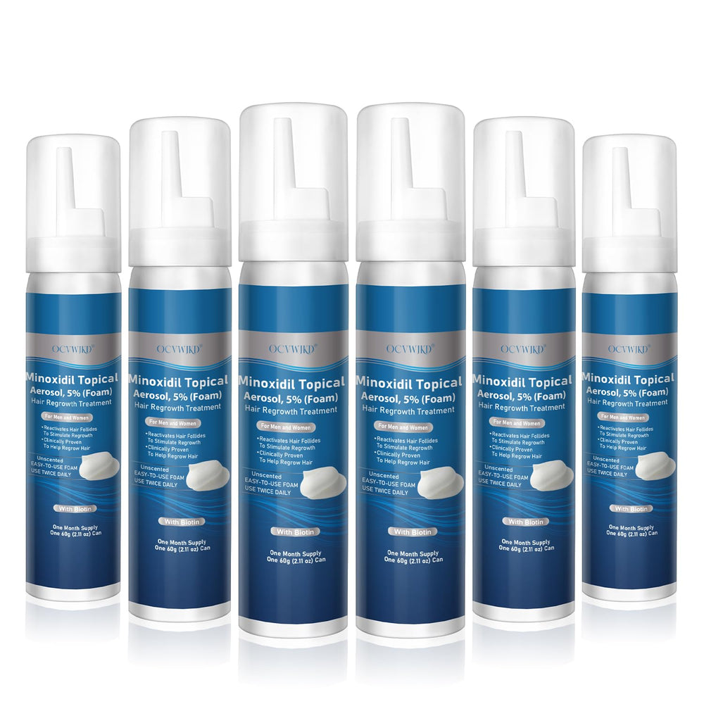OCVWJKD 5 percent Minoxidil Foam bottle closeup for hair thinning support
