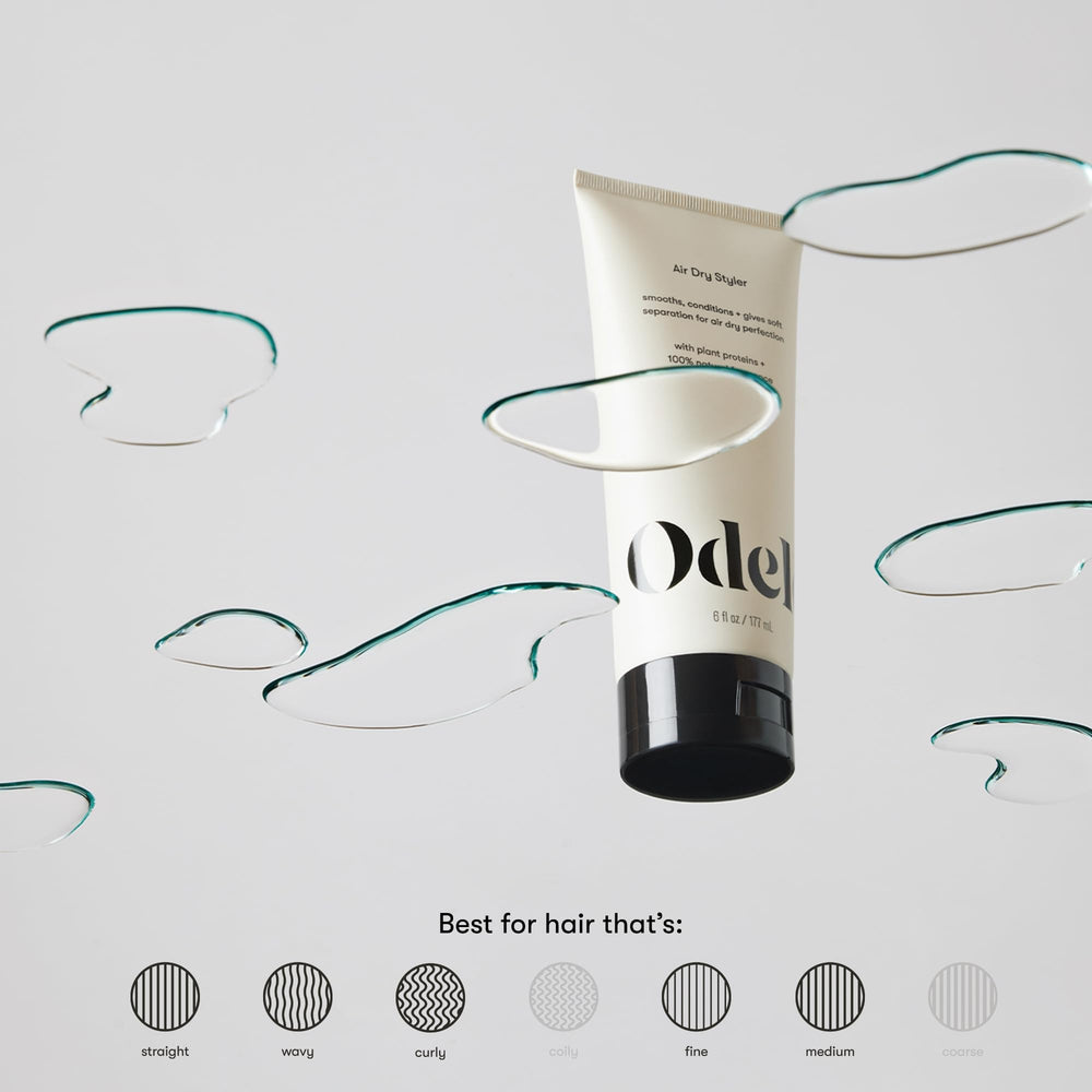 Odele Air Dry Styler applied to damp hair for beachy waves.
