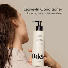 Odele leave-in bottle with pump for easy, quick styling.