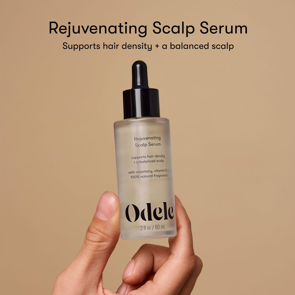 Odele Rejuvenating Scalp Serum with vitamin E for moisturized, non greasy scalp.