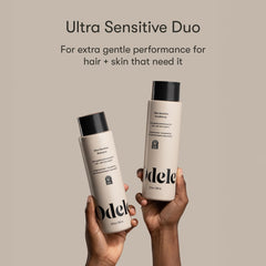 Odele Ultra-Sensitive Conditioner bottle front, helps moisture and manageability.
