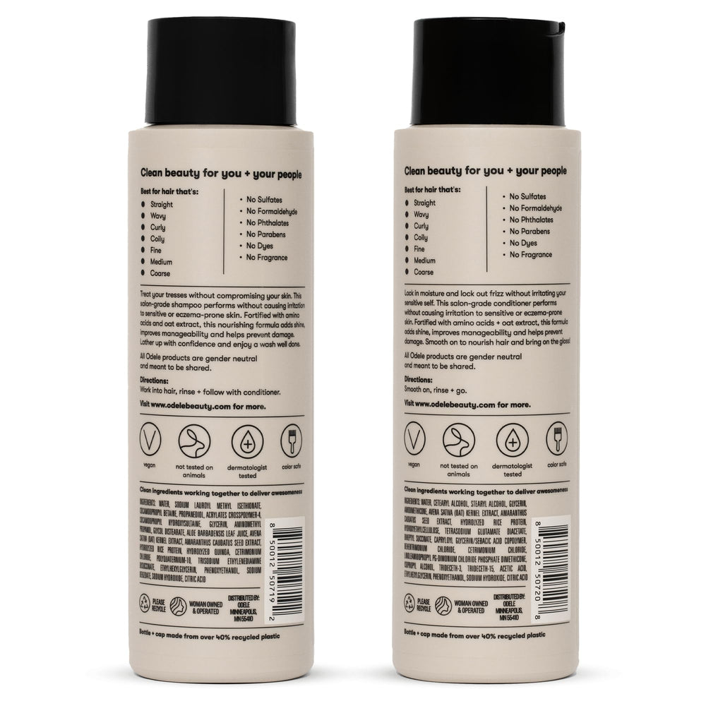 Odele Ultra-Sensitive Shampoo bottle pour, easy application for delicate hair.