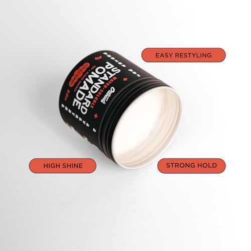O'Douds Standard Pomade close-up showing strong hold and high shine