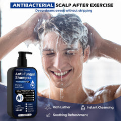 Oely shampoo applied to scalp for targeted care and itching relief