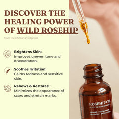 Offernova Rosehip Oil silky texture ready for facial application.