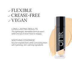 OFIR concealer closeup texture demonstrates a creamy blend for natural finish.