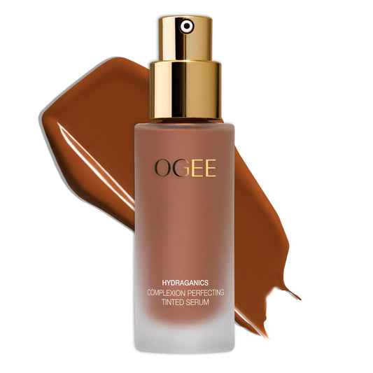 Ogee Complexion Perfecting Foundation bottle with pump for easy, buildable coverage.