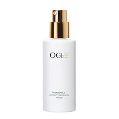 Ogee makeup primer bottle pour shows lightweight formula ready for a smooth makeup base for long-lasting wear.