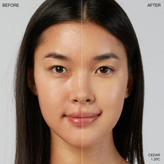 Ogee Cedar foundation swatch highlights pink-beige undertones for fair skin.