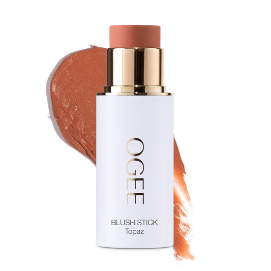 Ogee Sculpted Face Stick Topaz Matte Rosy Peach application for a seamless glow