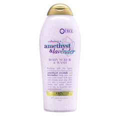 OGX Calming Amethyst Lavender bottle for a soothing shower routine.
