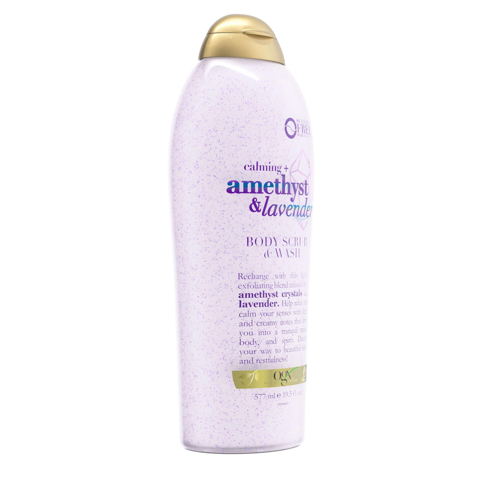 OGX Calming Amethyst Lavender daily body care routine companion.