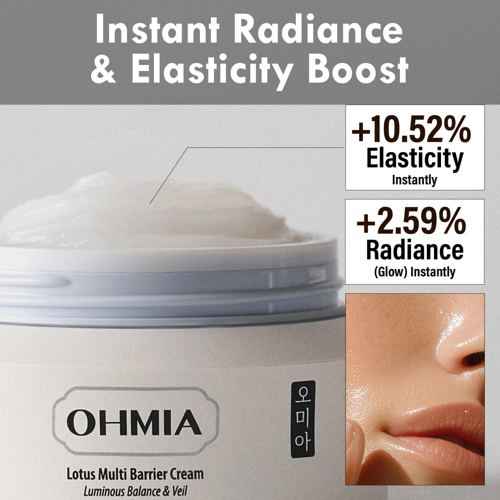 OHMIA close-up shows soft cream texture ready for easy application.