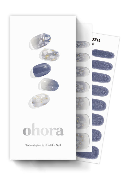 Ohora Gleam Blue semi cured nail strips for salon like shine up to two weeks.
