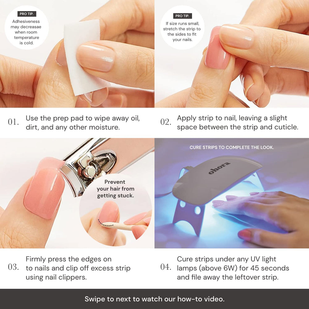 ohora gel nail strips last up to two weeks under UV or LED light