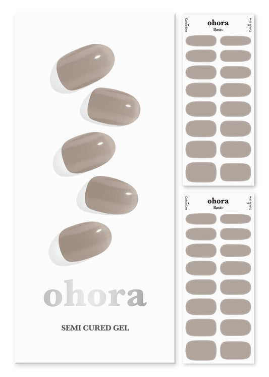 Ohora N Bare Gray box front showing the complete gel nail strips set for at-home manicure.