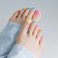 ohora P Watercolor Pedi Strips close-up on nails with long-lasting color