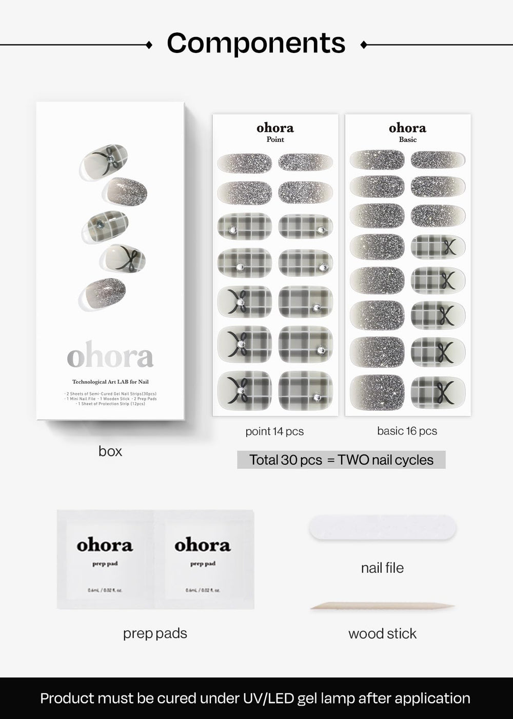 ohora N Check Noir prep pads and file for tidy prep