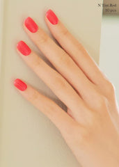 closeup of the glossy finish on ohora N Tint Red nails