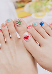 ohora Semi Cured Gel Pedi Strips mixed colors display for versatile nail art options