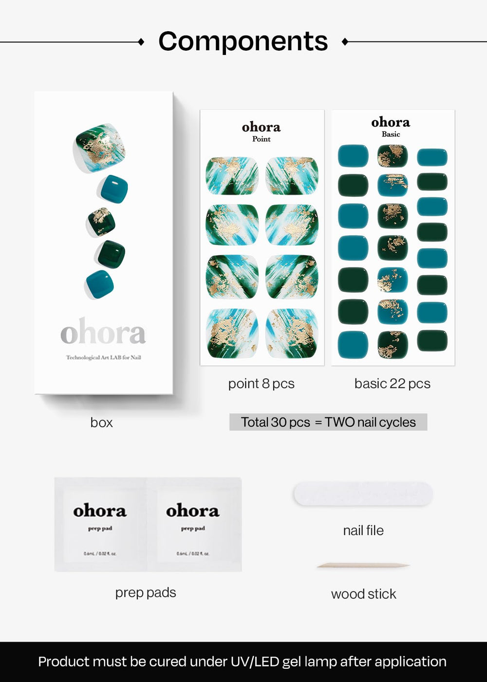 ohora semi-cured gel pedi strips waterproof top layer extends wear