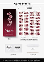 ohora glossy finish close-up shows shiny gel-like manicure