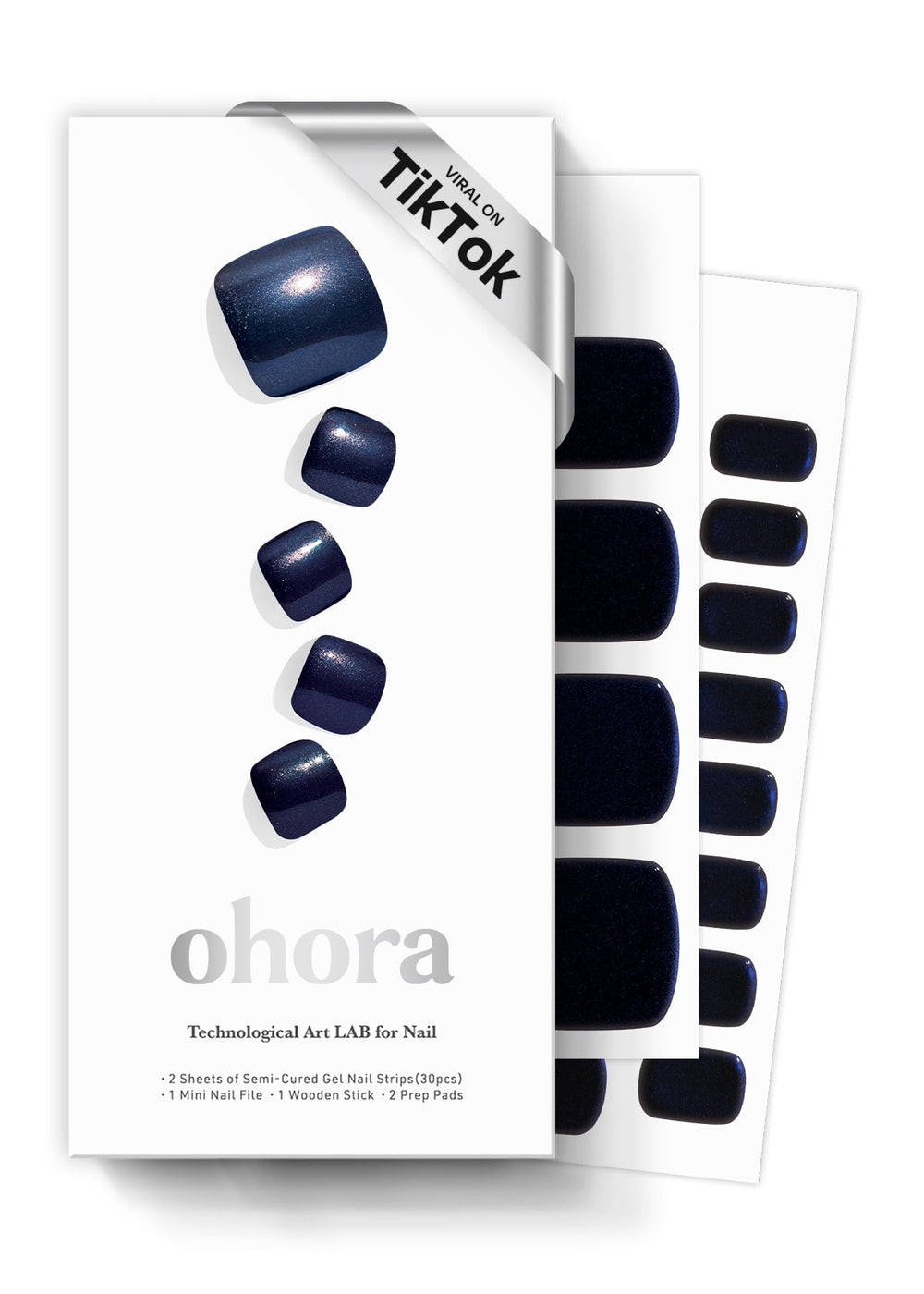 ohora Semi Cured Gel Pedi Strips P Sepia Mirror packaging highlights convenience and value.