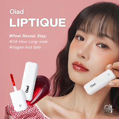 Oiad Liptique peel-off action demonstrating easy removal after wear.