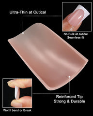 OIFEN application kit neatly arranged showing glue, tabs, file and alcohol pad for easy use