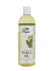 Oils of Aloha Kukui Nut Oil bottle pouring, quick absorption and silky finish.