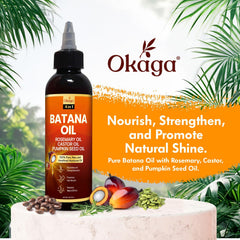Okaga Batana Oil application on hair strands supports gentle daily conditioning