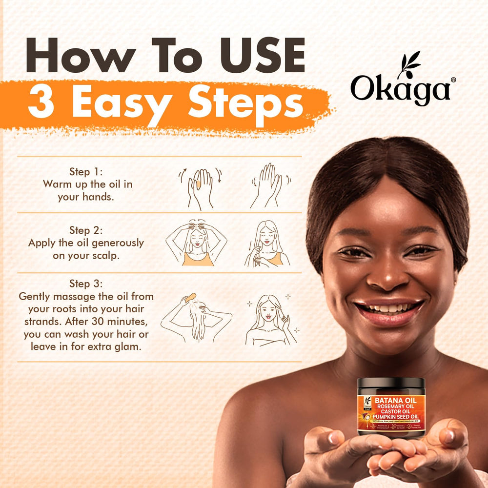 Okaga Batana Oil pumpkin seed visual conveys deep moisture and daily finish