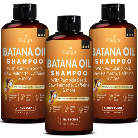 Okaga Batana Oil Shampoo bottle ready for a hydrating daily cleanse.