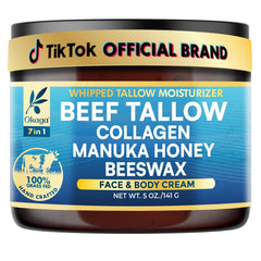 Okaga Beef Tallow Balm packaging showcases premium skincare for daily use.