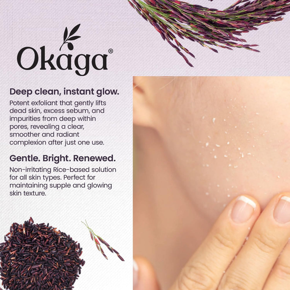Okaga dual rice complex nourishes skin with vitamins and amino acids for radiance