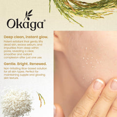Okaga Ferment enzyme feature close-up emphasizes gentle cell renewal.