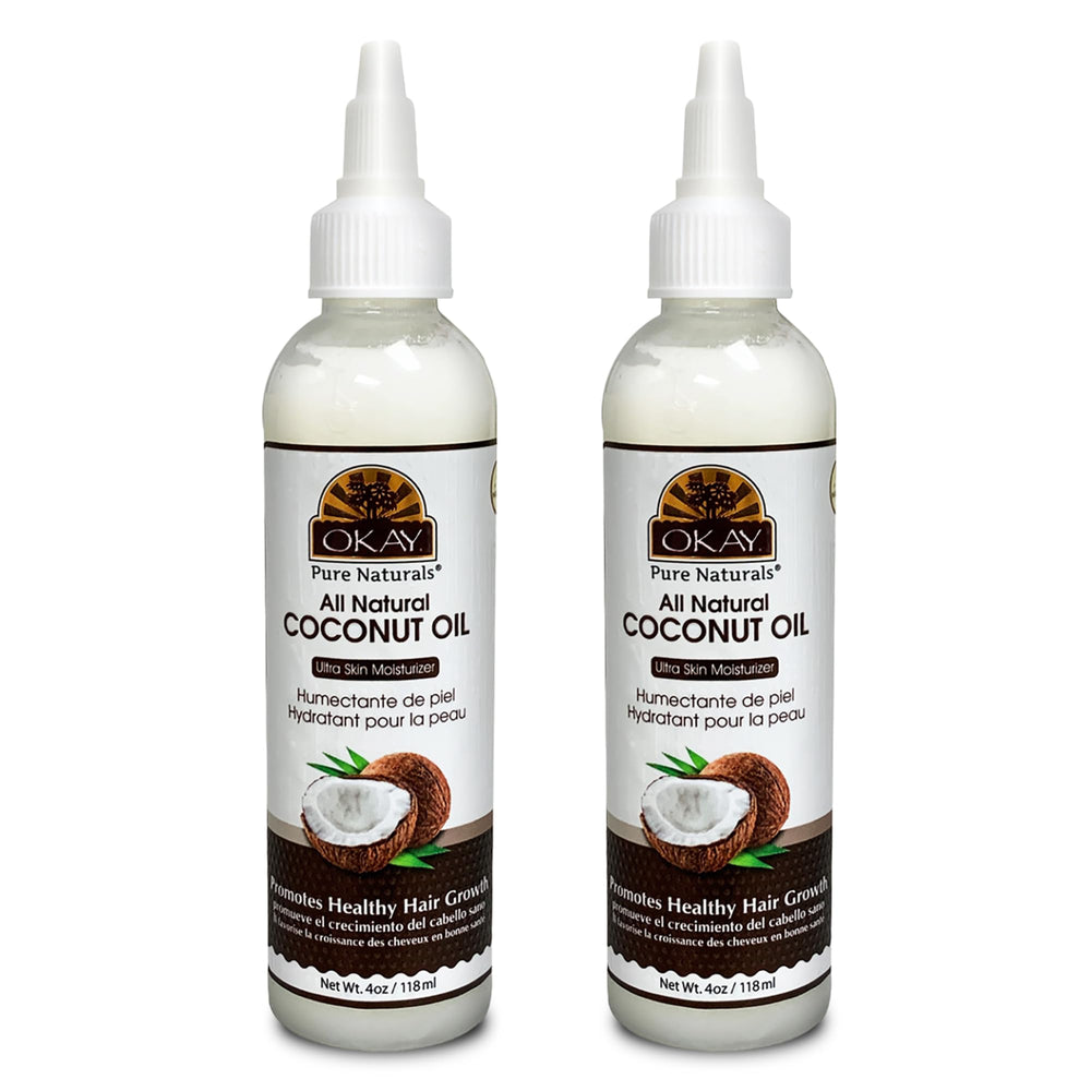 OKAY coconut oil bottle for versatile hair and skin care