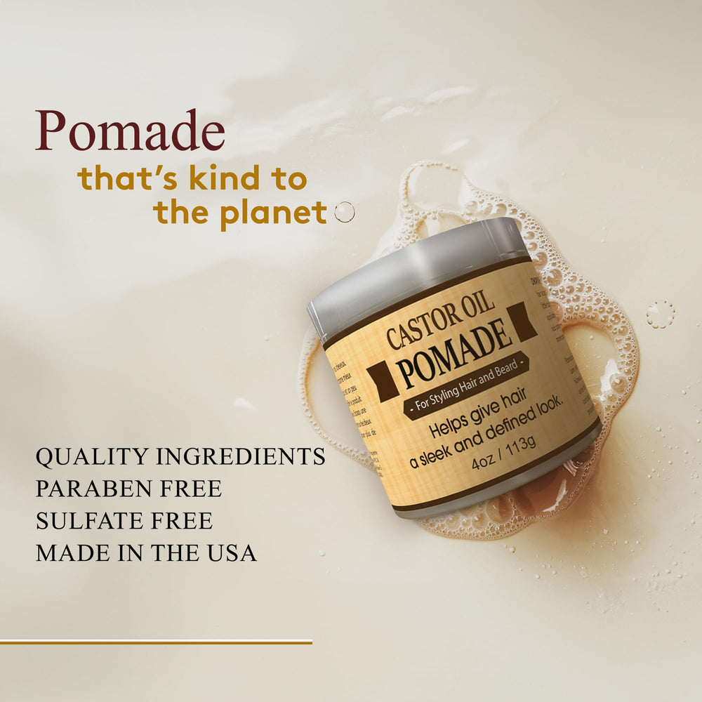 OKAY MEN castor oil pomade beard application softens skin and hair for a cleaner look.