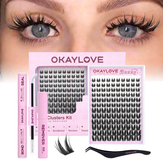 OKAYLOVE Bunny Lash Clusters Kit packaging for easy at-home styling
