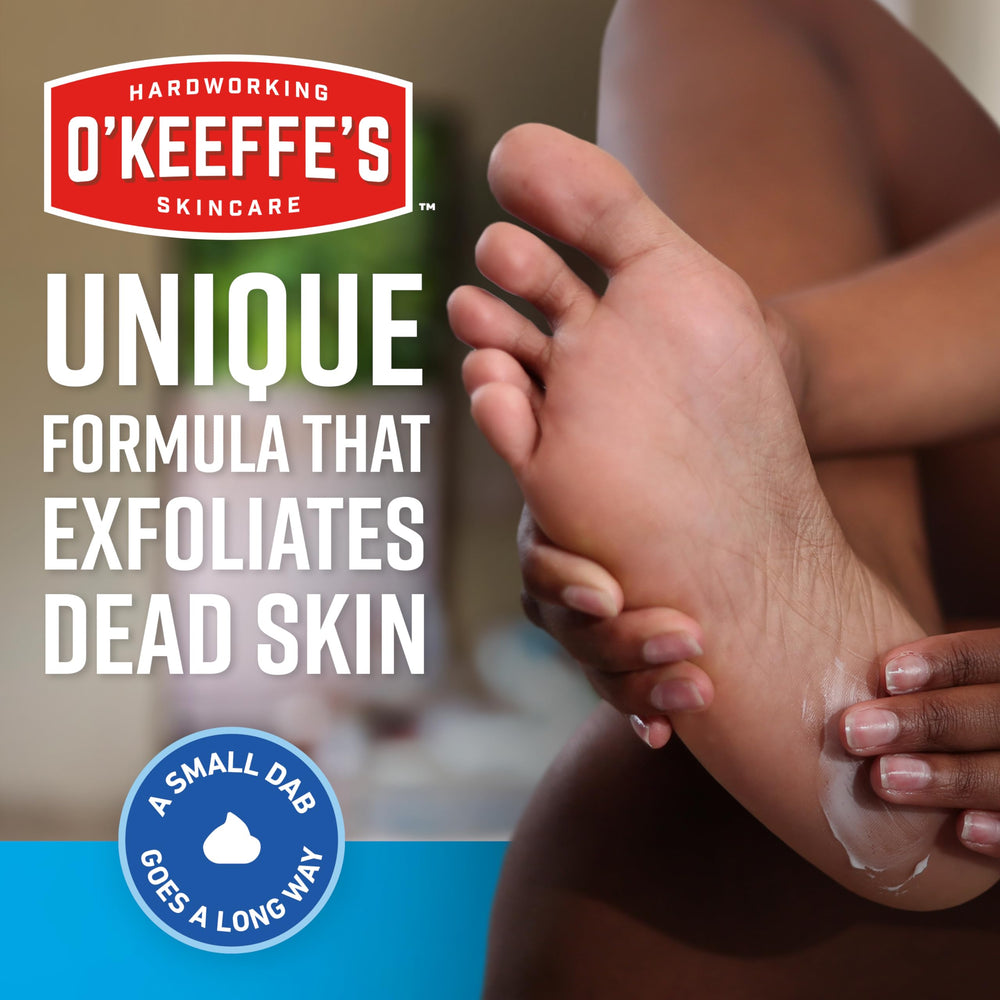 O'Keeffe's Healthy Feet Intense Renewal Cream texture close-up highlighting exfoliation