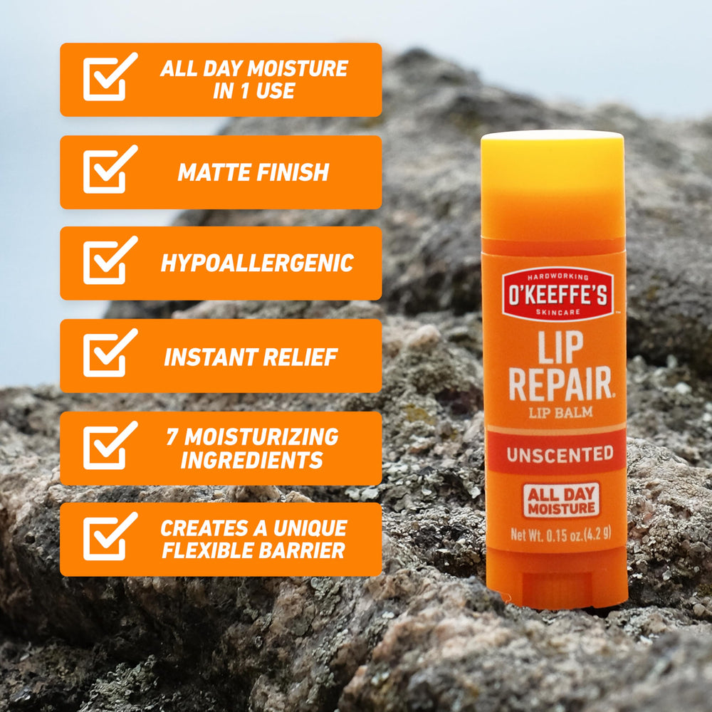 O'Keeffe's Lip Repair barrier forms flexible shield on lips