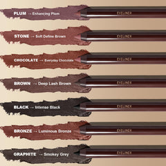 Built-in sharpener keeps a precise point on the Okerker Plum&Chocolate liner.