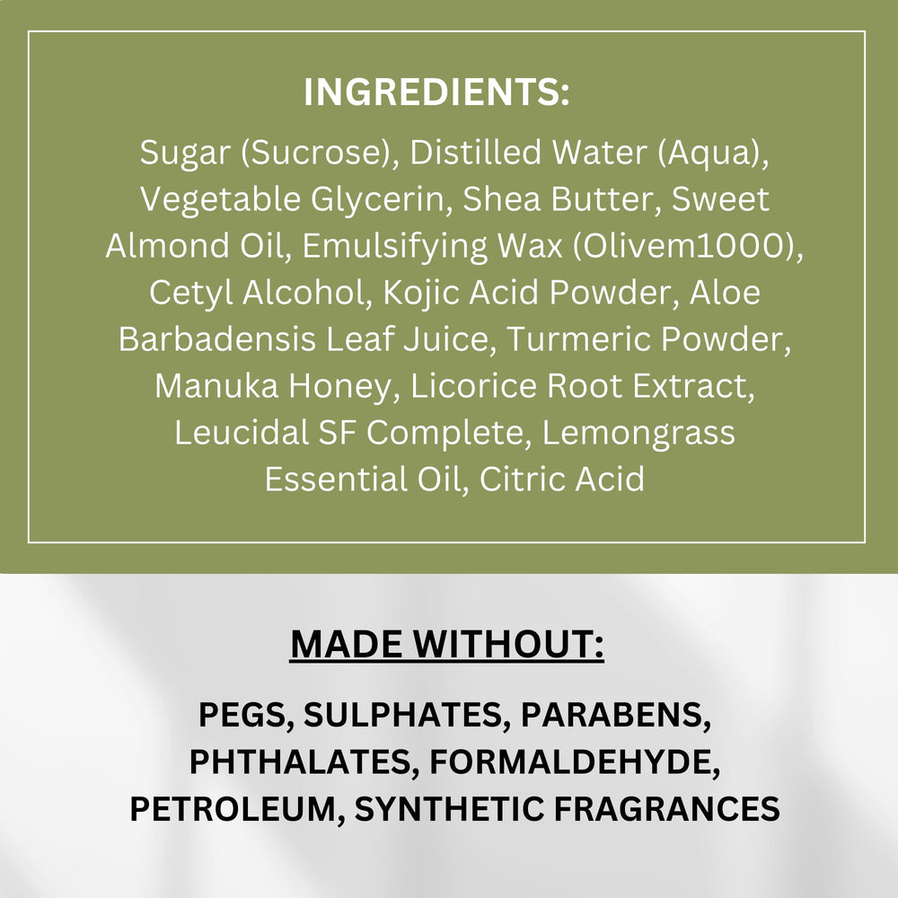 Olahoni exfoliating sugar granules visible promise smoother skin.