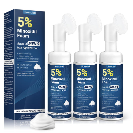 Olassubd Minoxidil 5% Foam bottle for easy scalp application and support.